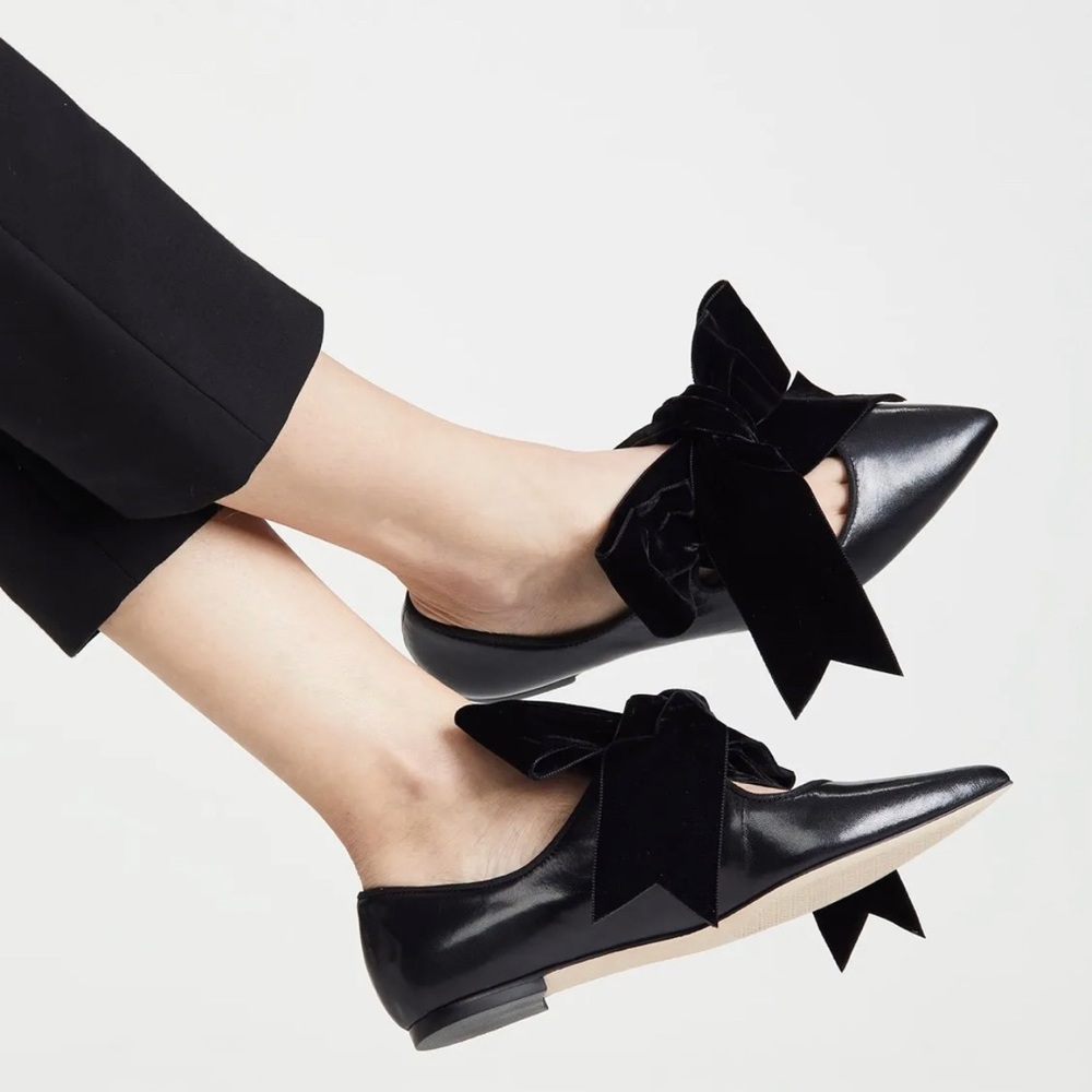 *SOLD-OUT*  NEW/NEVER WORN BLACK KID LEATHER TORY BURCH CLARA FLAT 10.5M